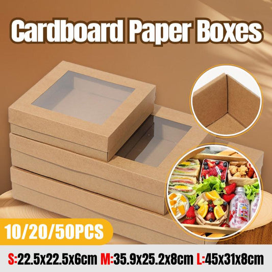 50pcs Bakery Cake Packaging Boxes with Visible Open Window Lunch Boxes - S