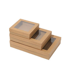 50pcs Bakery Cake Packaging Boxes with Visible Open Window Lunch Boxes - S