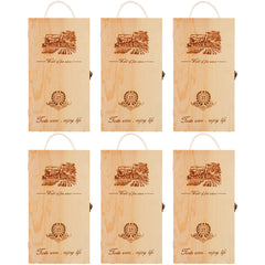 6pcs Red Wine Wooden Gift Box Packaging Storage Box for Wine Bottle Gifts - Double pull-out