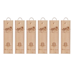 6pcs Red Wine Wooden Gift Box Packaging Storage Box for Wine Bottle Gifts - Double pull-out