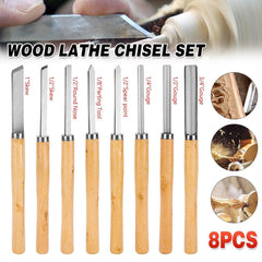 8X Heavy Duty HSS Wood Lathe Chisel Set Turning Wood Tools Carving GougeDurable