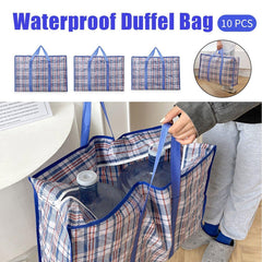 10PCS Large Waterproof Moving Packing Bags Woven Storage Luggage Quilt Bags - Medium