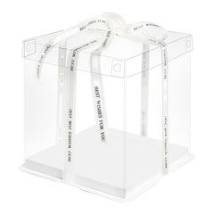 20 PCS Clear Treat Box Box Portable Cake Display Transparent Birthday Cake - 6 INCH(without ribbon)-Single
