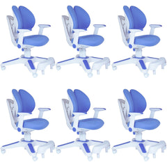 Ergonomic Children Kids Study Chair Set of 6 Height Adjustable - Blue