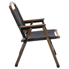 Bamboo Canvas Foldable Outdoor Camping Chair Wooden Travel Picnic Park - Black
