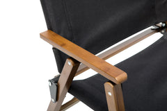 Bamboo Canvas Foldable Outdoor Camping Chair Wooden Travel Picnic Park - Black