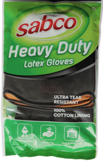 12 Pairs Sabco Heavy Duty Latex Gloves w/ Cotton Lining - Large Size
