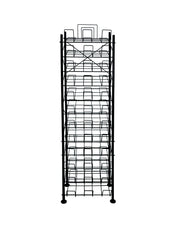 12 Tier Placemat Brochure Magazine Newspaper Display Rack Storage Stand on Wheels - Black Frame
