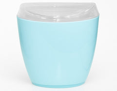 4x Oval Swing Top Waste Rubbish Bin Acrylic Lightweight Compact Bathroom Office in Blue