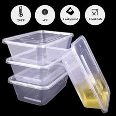 96pcs 2000ml Reusable Food Containers Plastic Meal Prep Storage w/ Lids - BPA Free (246*157*67mm)