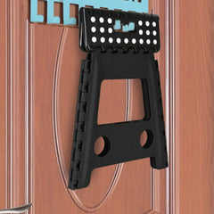 125kg Plastic Folding Stool Portable Chair 39cm Indoor/Outdoor Home - Black
