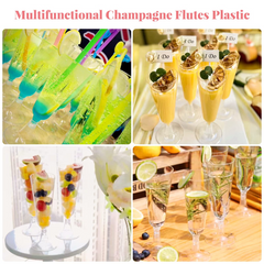 144x 150ml Premium Plastic Champagne Glasses Flutes Mimosa Bulk - Clear