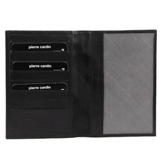 Pierre Cardin Leather Passport Holder Cover Travel Wallet w/ RFID Protection - Black
