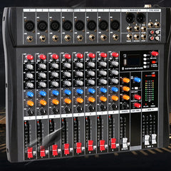 Hridz CT-80S Professional Audio Mixer – 8 Channels Bluetooth USB Mixer with Effects, 48V Phantom Power, and Built-in Sound Card, 8 Channels Audio Sound Mixer Mixing DJ Console USB with 48V Phantom Power