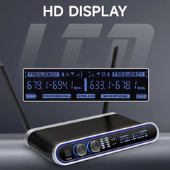 Hridz Wireless UHF Microphone Kit Dual Handheld Mics with 100m Range Receiver for Karaoke Meetings Parties