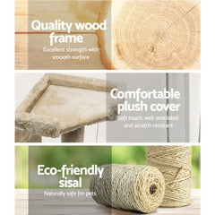 170cm Cat Tree Scratching Post Scratcher Pole Gym Toy House Furniture Multilevel - beige