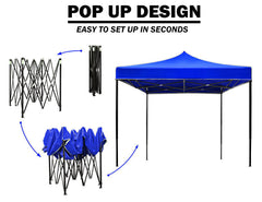 3x3m Pop Up Gazebo Outdoor Tent Folding Marquee Party Camping Market Canopy - blue