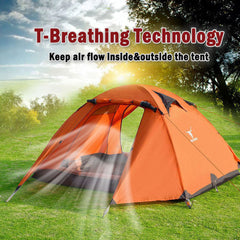 2 Person Portable Outdoor Lightweight Cycling Hiking Backpacking Camping Waterproof Tent - Orange
