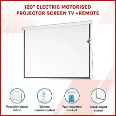 120" Electric Motorised Projector Screen TV +Remote