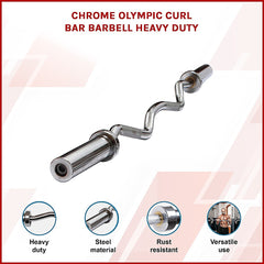 120cm Chrome Olympic EZ Curl Bar – Weightlifting Barbell for Home Gym & Bodybuilding