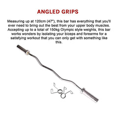 120cm Chrome Olympic EZ Curl Bar – Weightlifting Barbell for Home Gym & Bodybuilding