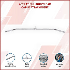 48" Lat Pulldown Bar Cable Attachment – Gym Handle for Back & Strength Training