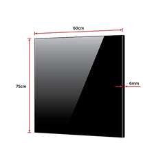 Toughened 60cm x 75cm Black Glass Kitchen Splashback
