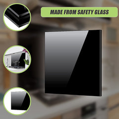 Toughened 90cm x 75cm Black Glass Kitchen Splashback