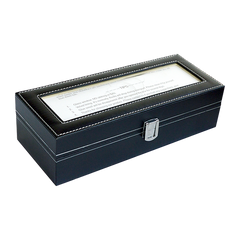 6 Slot Mens Watch Display Case Box Black PU Leather