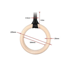 Birch Wood Gymnastic Rings with Adjustable Straps – Strength & Calisthenics Training