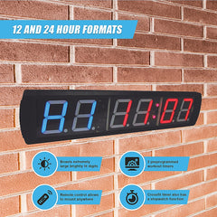 6 Digit Digital Timer Interval Fitness Clock LED Gym Display