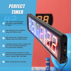 6 Digit Digital Timer Interval Fitness Clock LED Gym Display