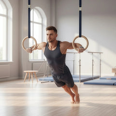 235mm Wooden Gymnastic Rings – Olympic Gym Strength Training & Fitness
