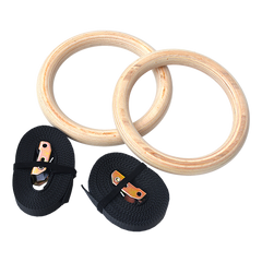 202mm Wooden Gymnastic Rings – Olympic Gym Strength Training & Fitness