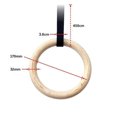 202mm Wooden Gymnastic Rings – Olympic Gym Strength Training & Fitness