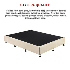 Palermo Queen Ensemble Bed Base Platinum Natural Sand Linen Fabric