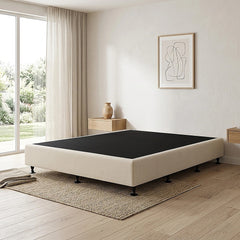 Palermo Queen Ensemble Bed Base Platinum Natural Sand Linen Fabric