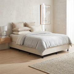 Palermo Queen Ensemble Bed Base Platinum Natural Sand Linen Fabric
