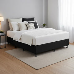 Palermo Queen Ensemble Bed Base Midnight Black Linen Fabric