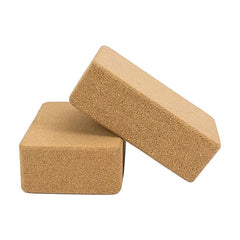 2 x Cork Yoga Block Set Natural Exercise Brick Support for Balance, Stretching and Stability