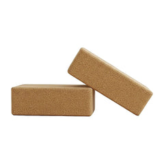 2 x Cork Yoga Block Set Natural Exercise Brick Support for Balance, Stretching and Stability