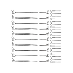Stainless Steel Wire Rope Balustrade DIY Kit Jaw Swage Fork Turnbuckle 10 Pack For Secure Cable Railing Systems