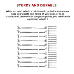 Stainless Steel Wire Rope Balustrade DIY Kit Jaw Swage Fork Turnbuckle 10 Pack For Secure Cable Railing Systems