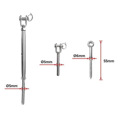 Stainless Steel Wire Rope Balustrade DIY Kit Jaw Swage Fork Turnbuckle 10 Pack For Secure Cable Railing Systems