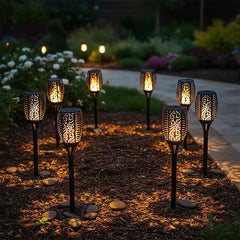 10 Pack Solar Torch Lights 96 LED Flickering Lighting Dancing Flame Garden Lamp
