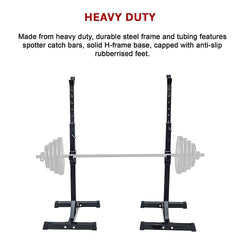 Adjustable Squat Rack Pair Steel Barbell Bench Press Stands Gym Home
