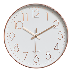 Modern Rose Gold Wall Clock – Silent Non-Ticking Quartz Battery Operated Design