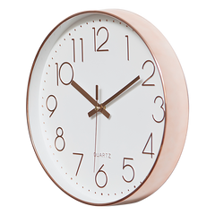 Modern Rose Gold Wall Clock – Silent Non-Ticking Quartz Battery Operated Design