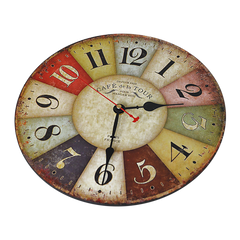 Large Colourful Wall Clock Kitchen Office Retro Timepiece