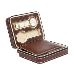 4 Watch Box Display Travel Case PU Leather
